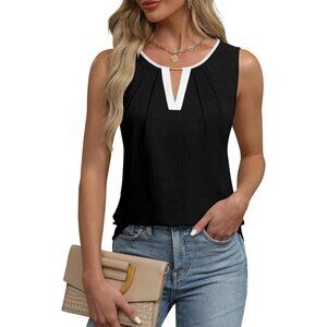 Blooming Jelly Womens Black White Sleeveless Basic Loose Casual Summer Tank Top